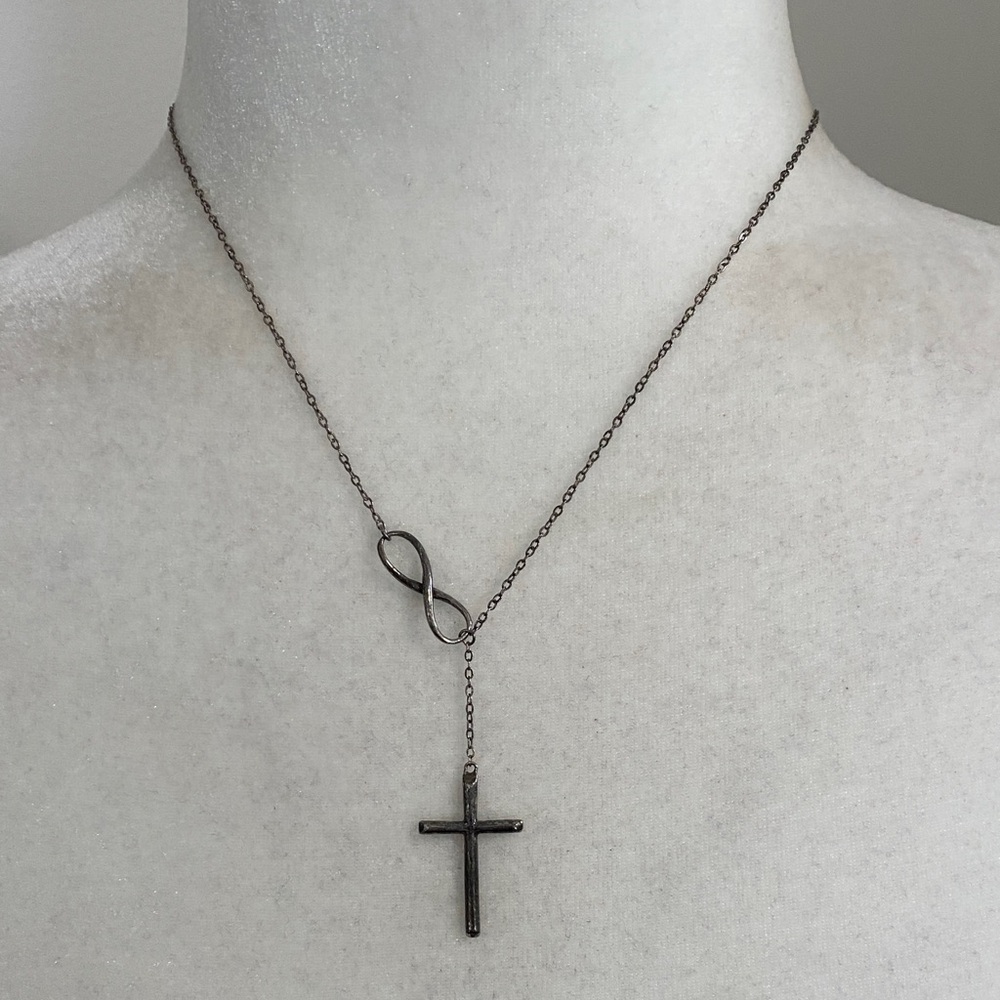 Antiqued Infinity Cross 925 Sterling Silver Necklace Bohemian Christian Faith